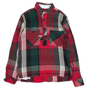 Engineered Garments Plaid Popover Shirt Sz Small USA Made Workwear Cotton Twill